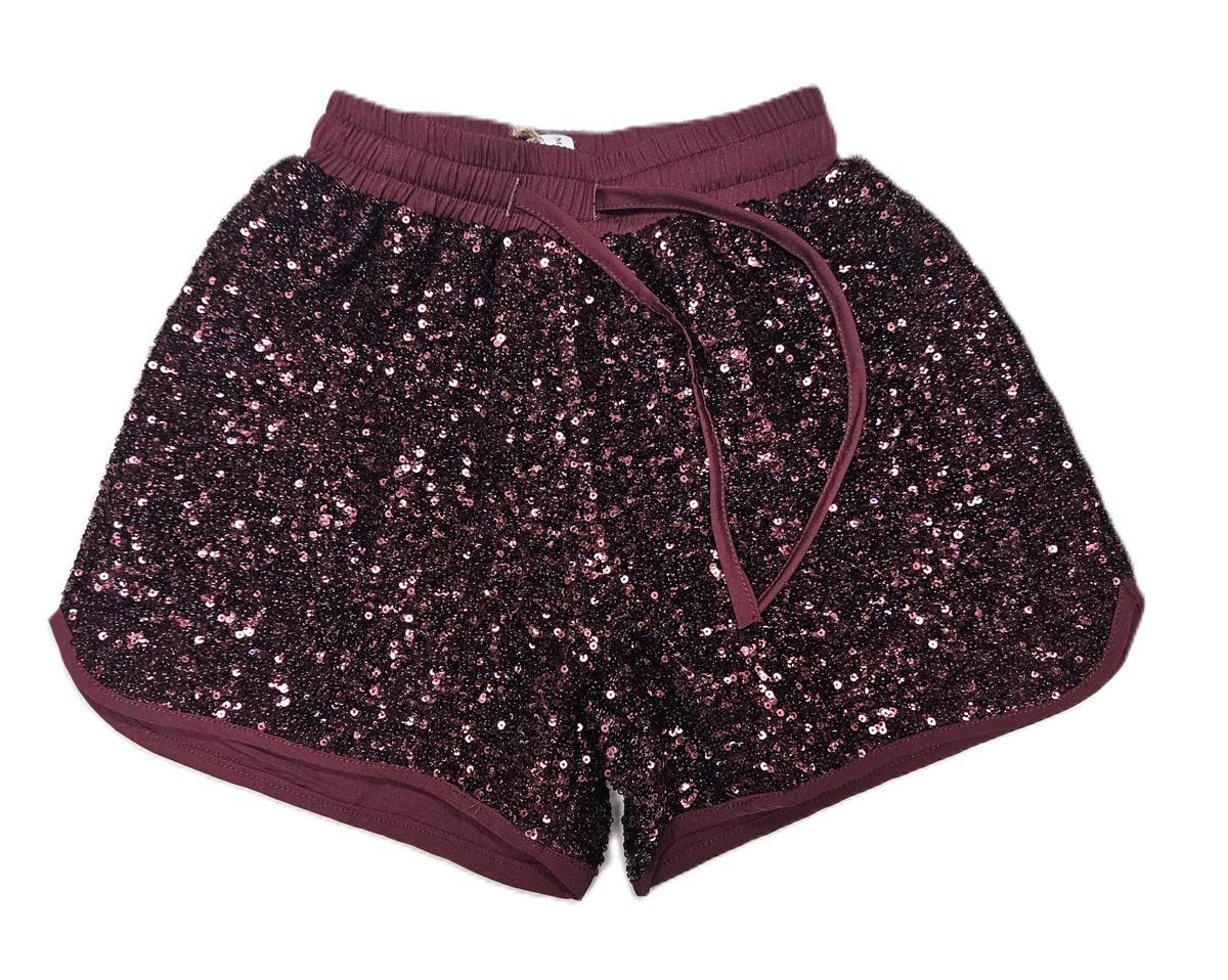 Burgundy Sequin Shorts