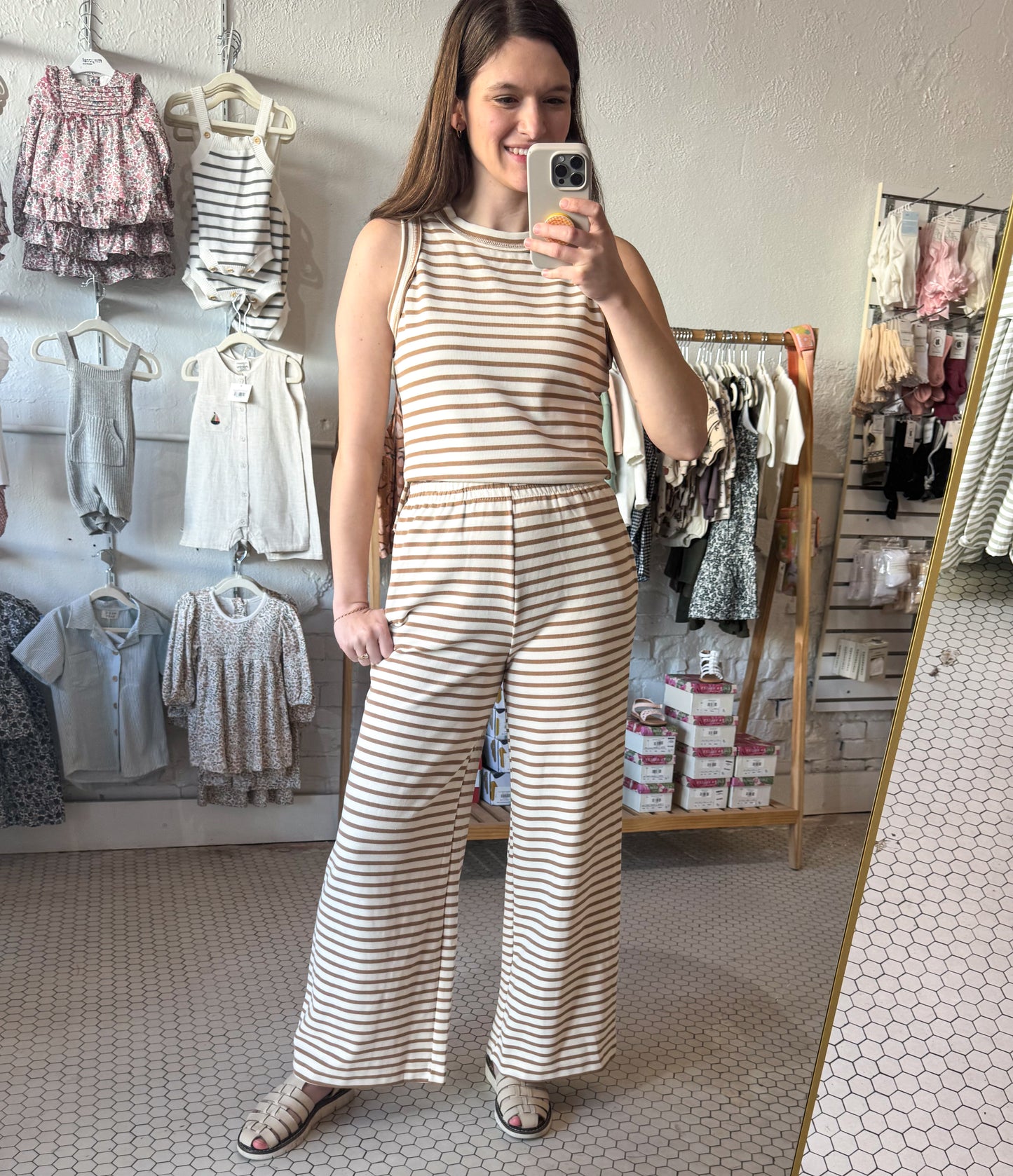 Brown Striped Tank/Pant Set