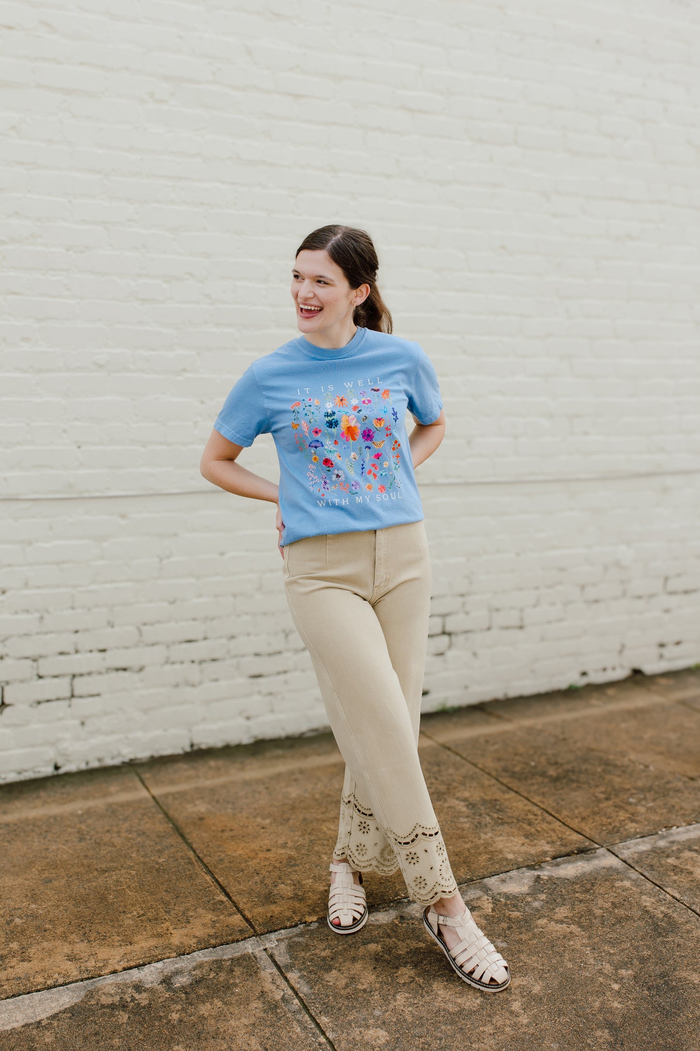 Washed Olive Embroidery Trim Pants