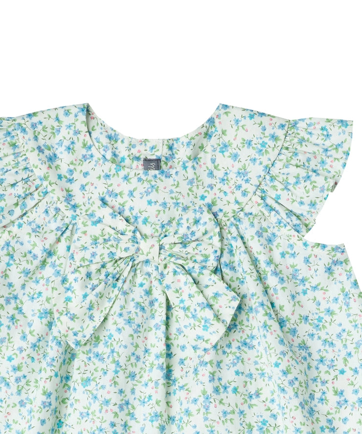 Green Floral Bow Top + Bloomers