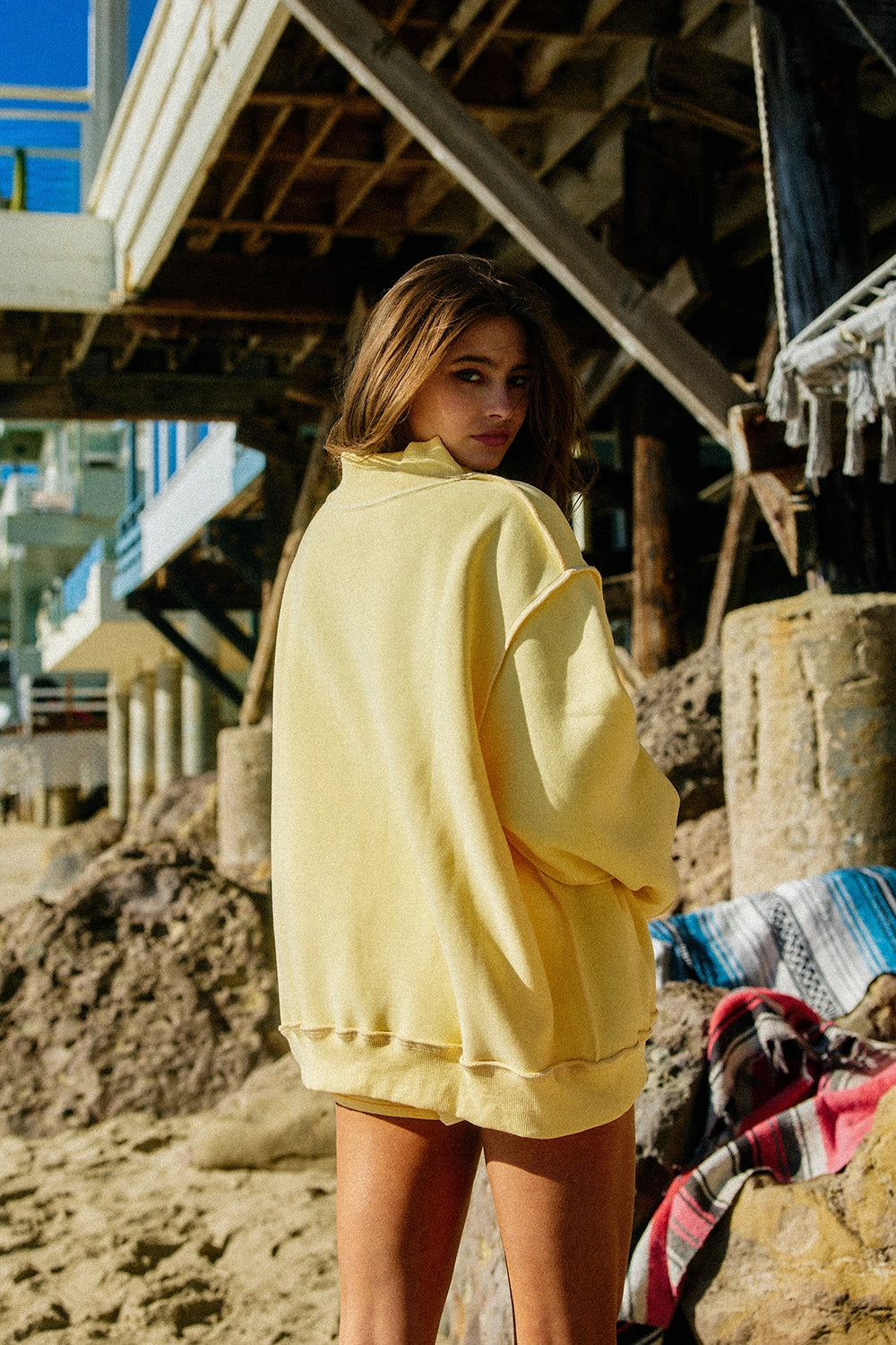 Dilly Dally Mockneck: Reversible Butter Yellow