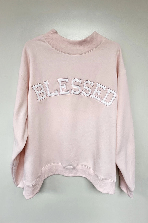 Blessed Embroidered Mockneck Sweatshirt