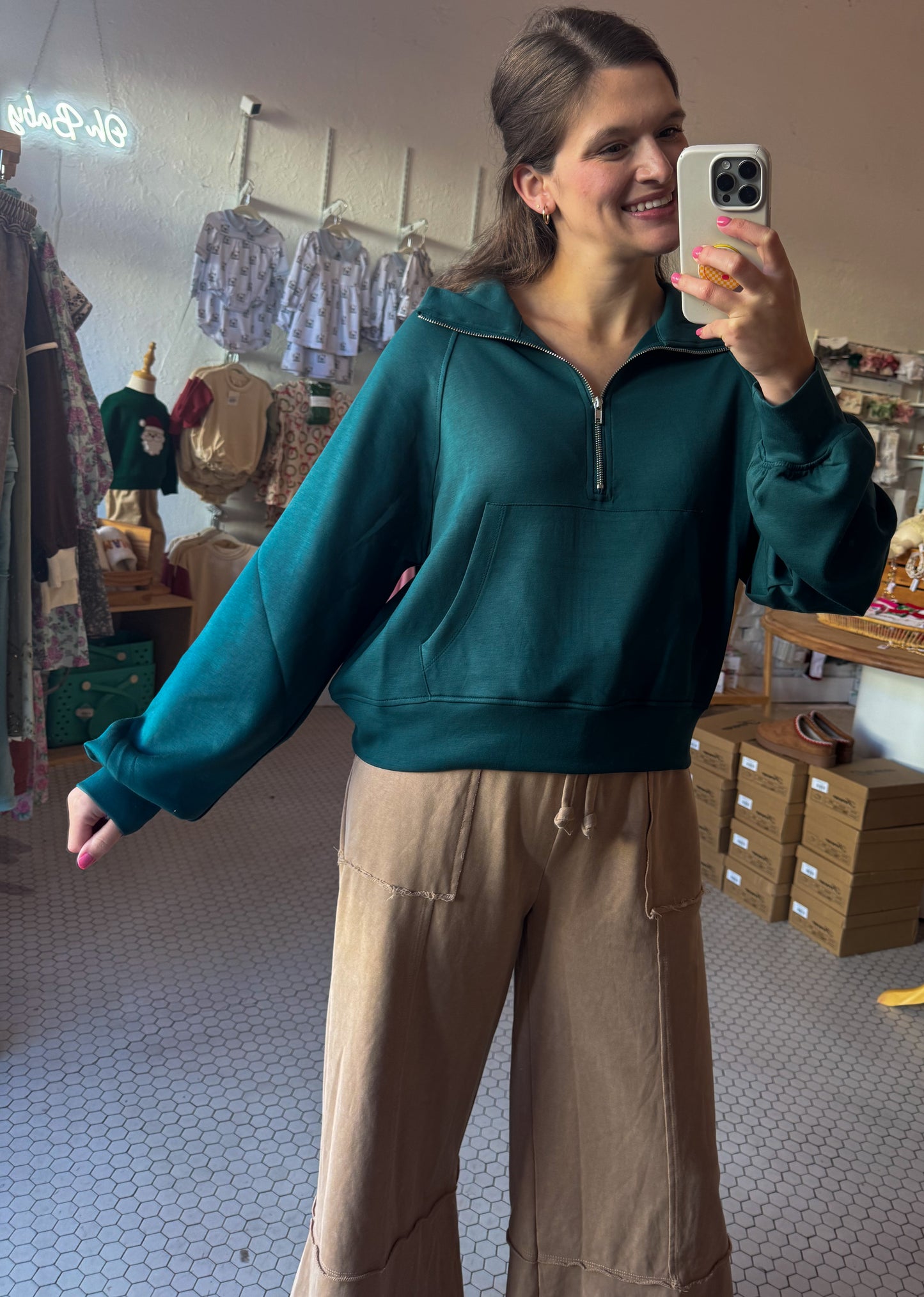 Athletic Quarter Zip: Evergreen