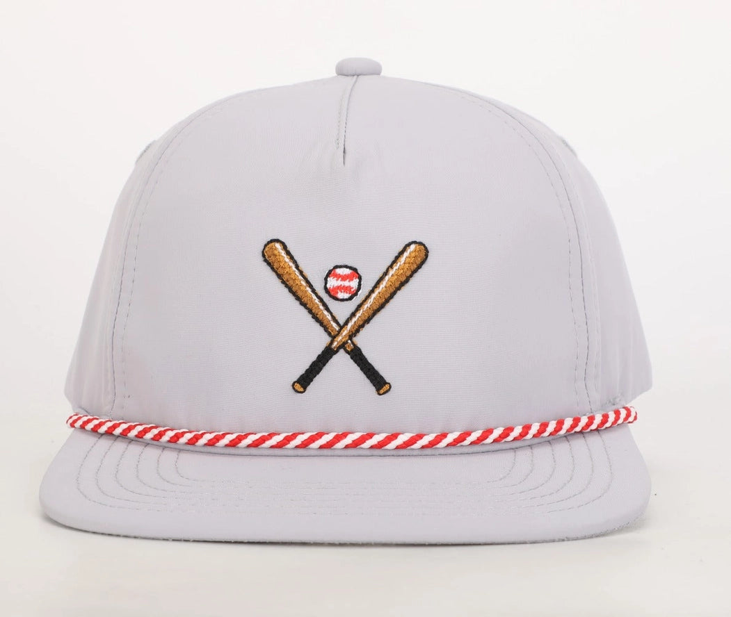 Boys white hat with baseball embroidery