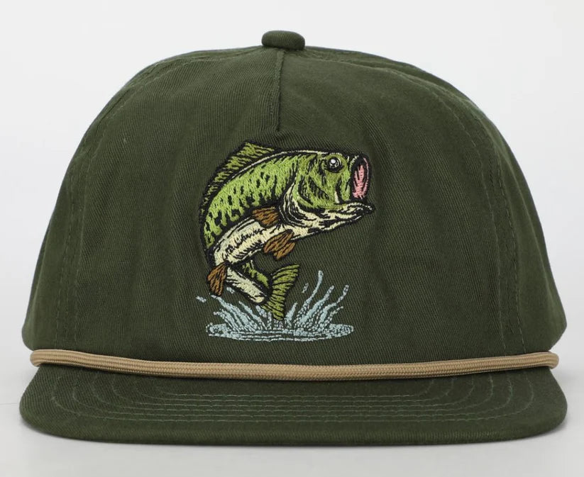 Green little boys hat with embroidered Bass