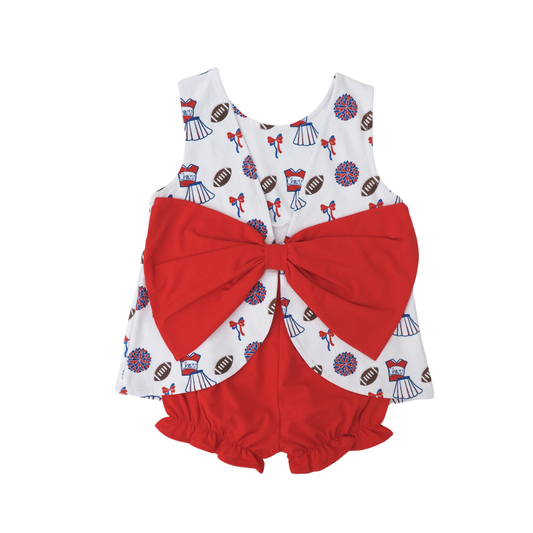 Cheer Leader Print Girls bloomer set red and blue cypress row