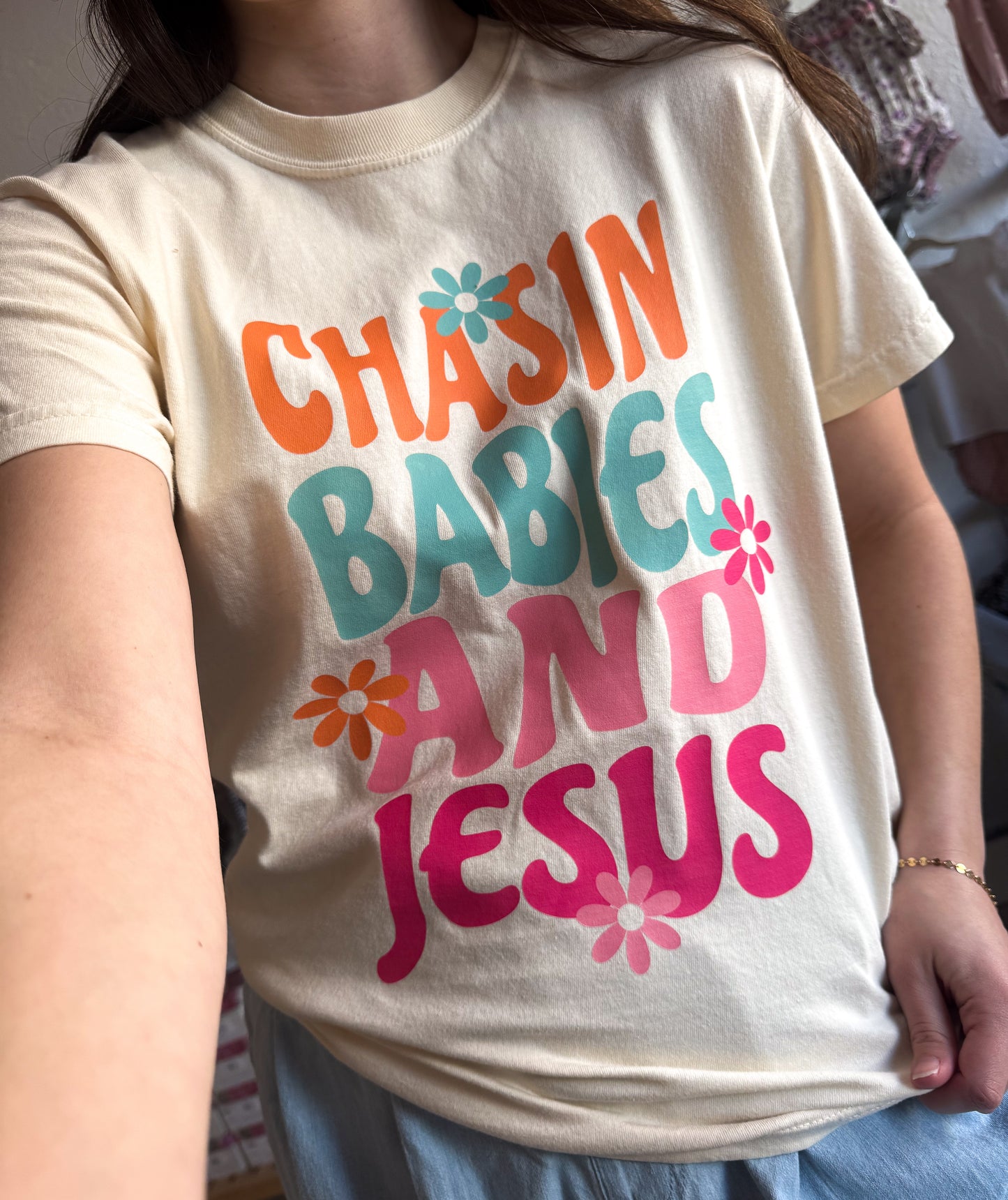 Chasing Babies and Jesus Tee