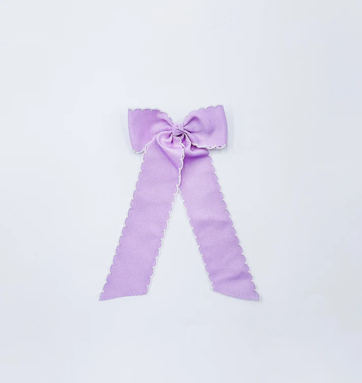 Long Tail Bow: Lavender with White Trim