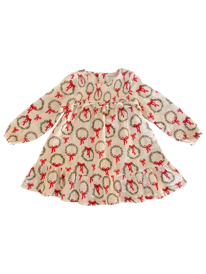 Smocked Ruffle Tiered Dress, Wreath