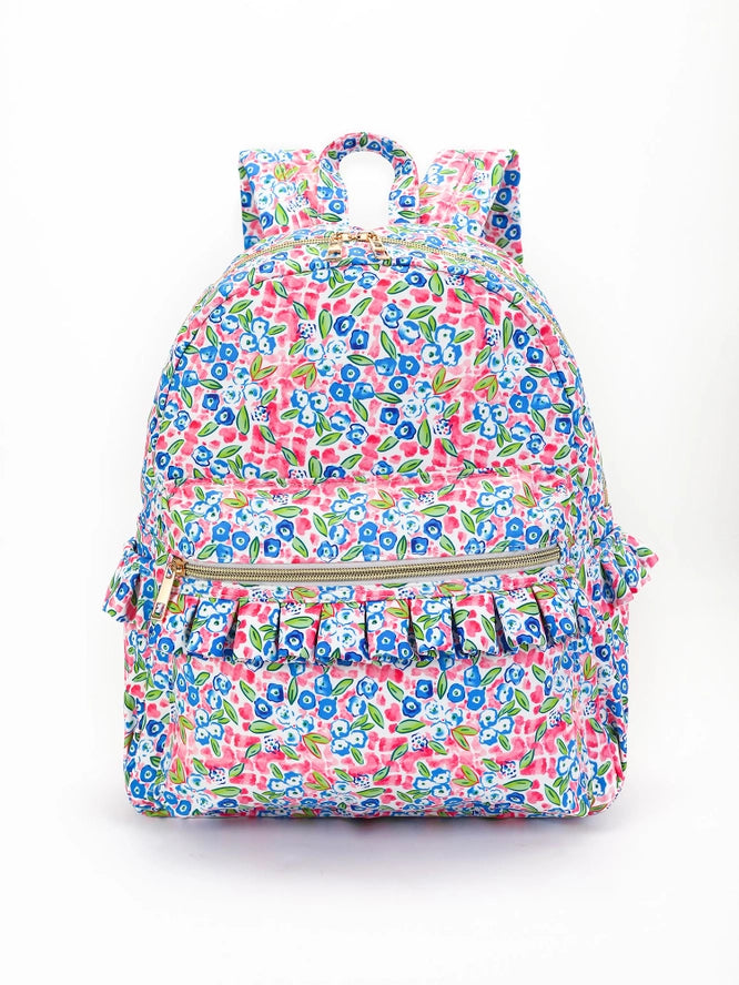 Blue Floral Toddler Backpack