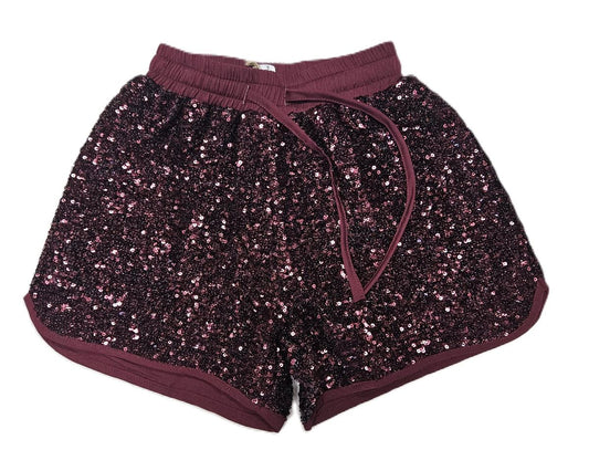 Burgundy Sequin Shorts