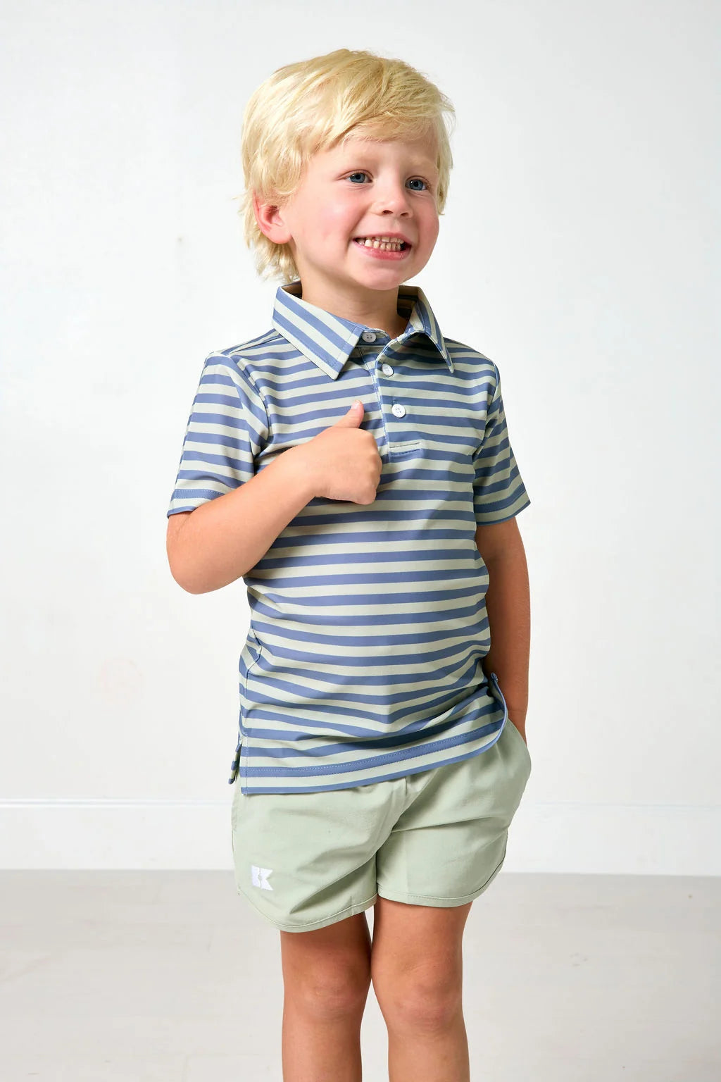 Slate/Sage Strip Performance Polo