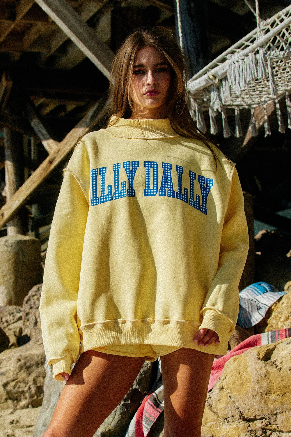 Dilly Dally Mockneck: Reversible Butter Yellow