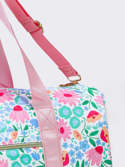 Pink Ruffle Floral Duffle Bag