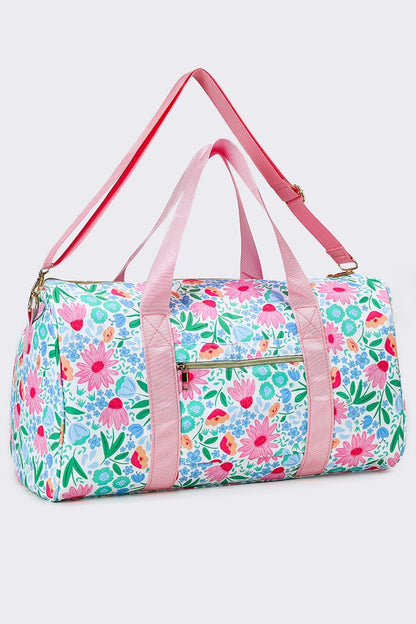 Pink Ruffle Floral Duffle Bag