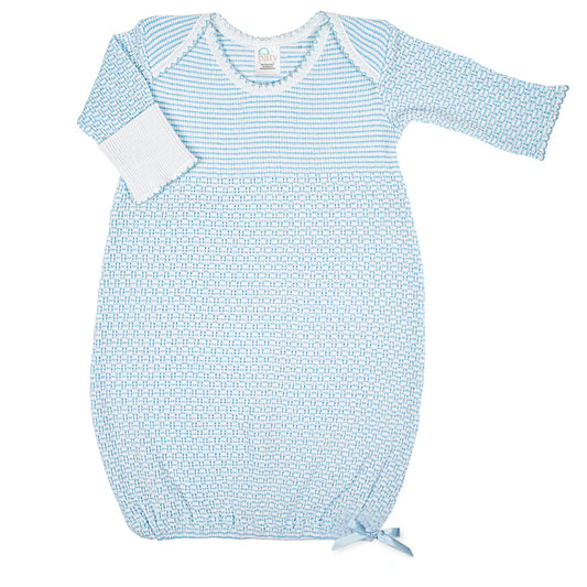 Knit Solid Color Overlap Gown: Blue