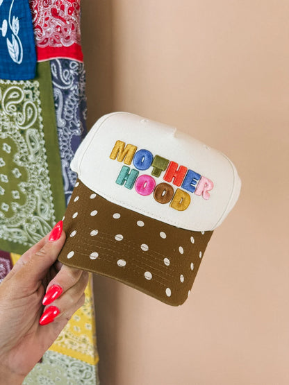 Brown Polka Dot Motherhood Trucker  Hat