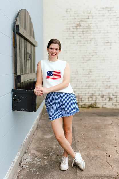 Navy Gingham Shorts
