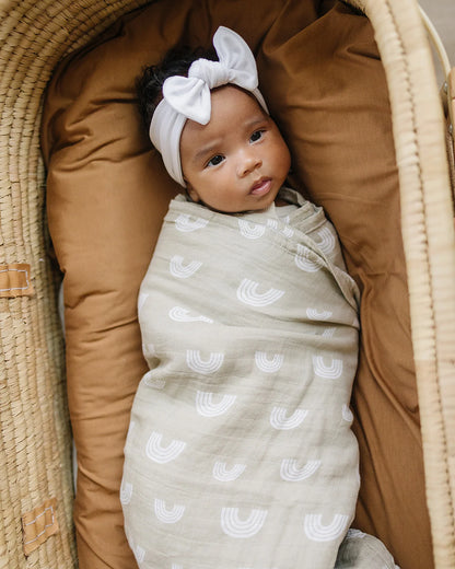 Sand Rainbow Muslin Swaddle Blanket