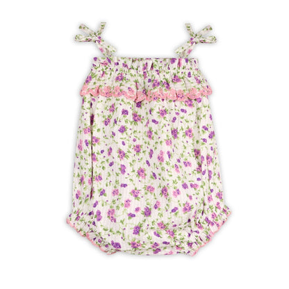 Camila Embroidered Seersucker Romper + Headband (Organic)