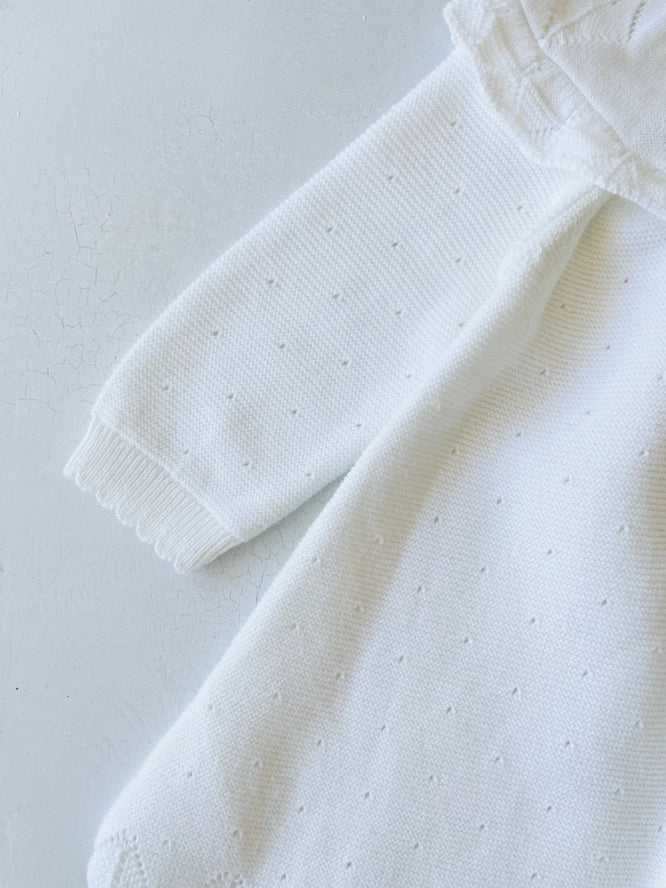 Milan Pointelle Ruffle Organic Sweater Knit Baby Girl Dress