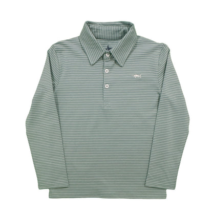 Boys Performance Polo Shirt - Aqua Stripe