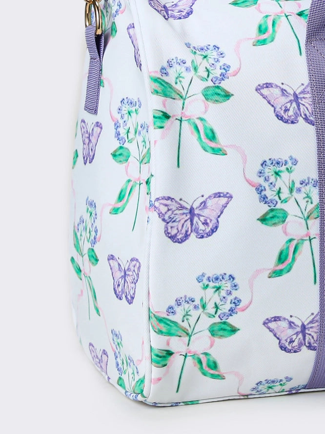 Purple Butterfly Ruffle Duffle Bag