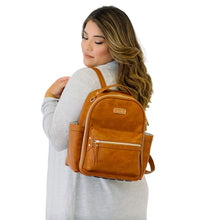 Load image into Gallery viewer, Cognac Mini Diaper Bag Backpack
