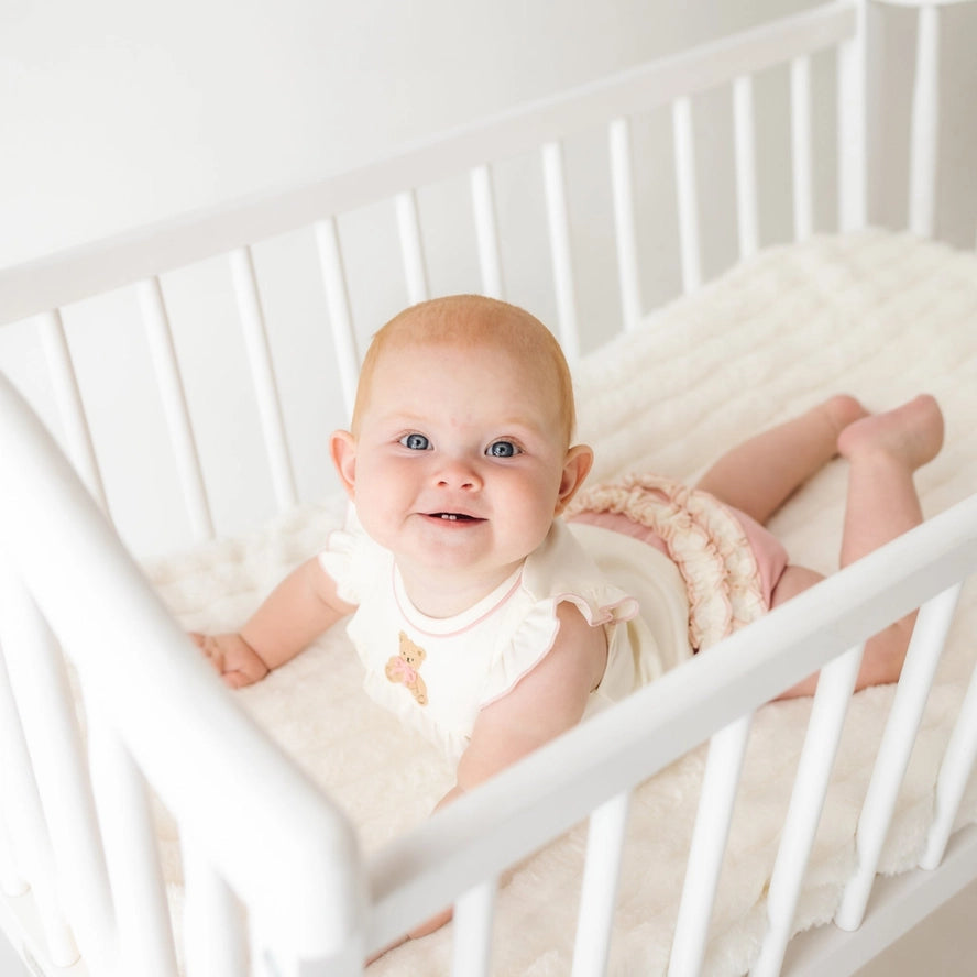 Bear Hugs Ruffle Diaper Cover Set - Dusty Rose