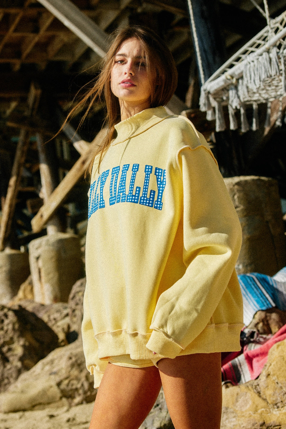 Dilly Dally Mockneck: Reversible Butter Yellow