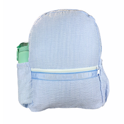 Baby Blue Seersucker Backpack