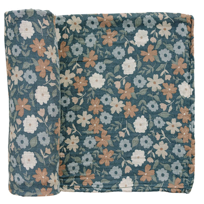 Midnight Floral Muslin Swaddle