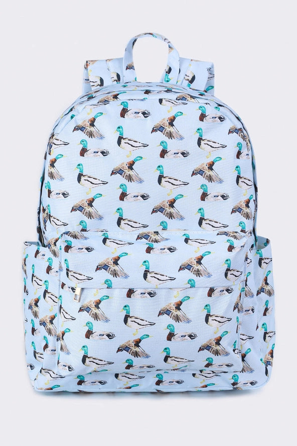 Light Blue Duck Hunting Kids Canvas Backpack