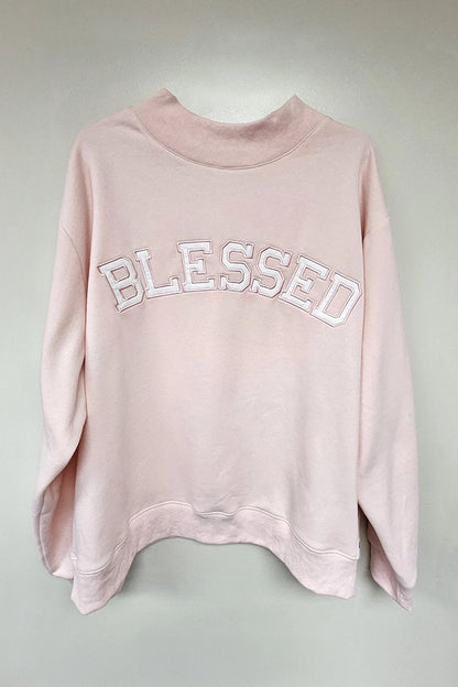 Blessed Embroidered Mockneck Sweatshirt