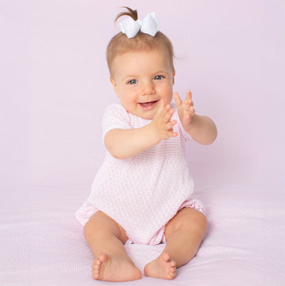 Paty Knit Ruffle Hem Bubble: Pink w/Pink Trim