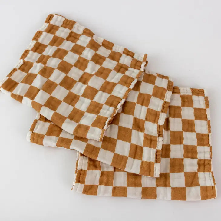 Organic Muslin Burp Cloths - Checkerboard