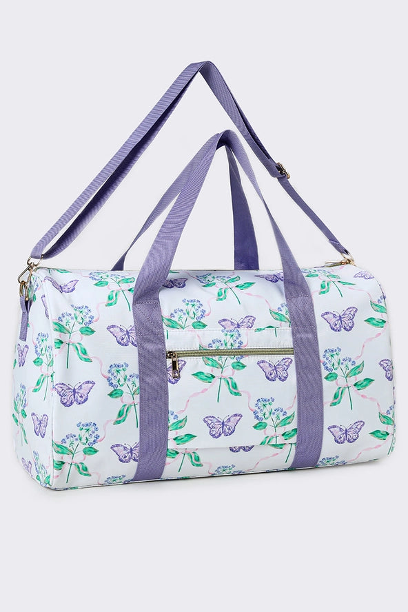 Purple Butterfly Ruffle Duffle Bag