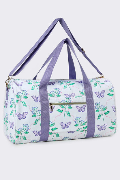 Purple Butterfly Ruffle Duffle Bag
