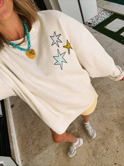 How Lucky Are We Embroidered Sweatshirt