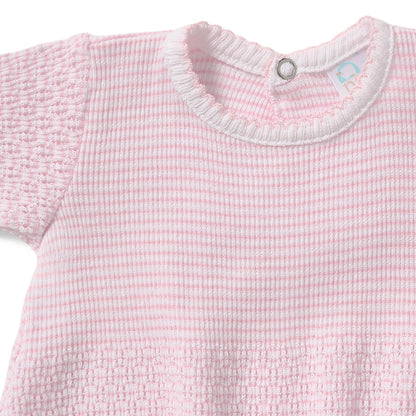 Paty Knit Ruffle Hem Bubble: Pink w/Pink Trim