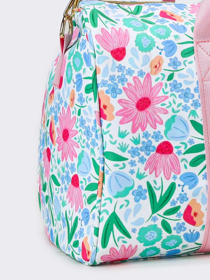 Pink Ruffle Floral Duffle Bag