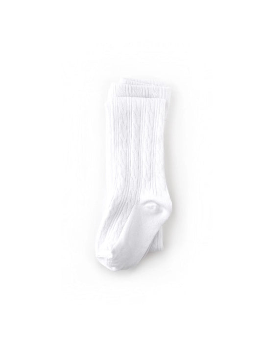 Kids White Cable Knit Tights