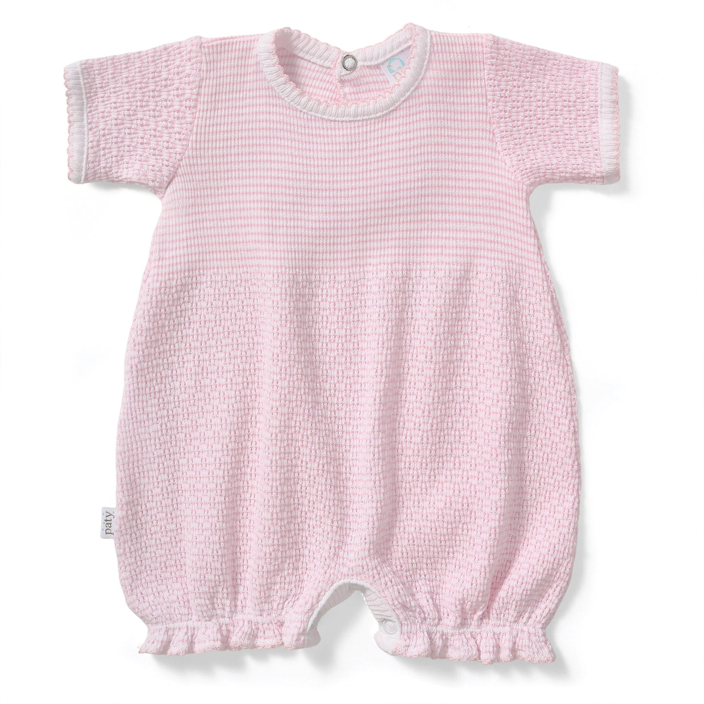 Paty Knit Ruffle Hem Bubble: Pink w/Pink Trim