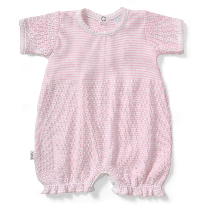 Paty Knit Ruffle Hem Bubble: Pink w/Pink Trim