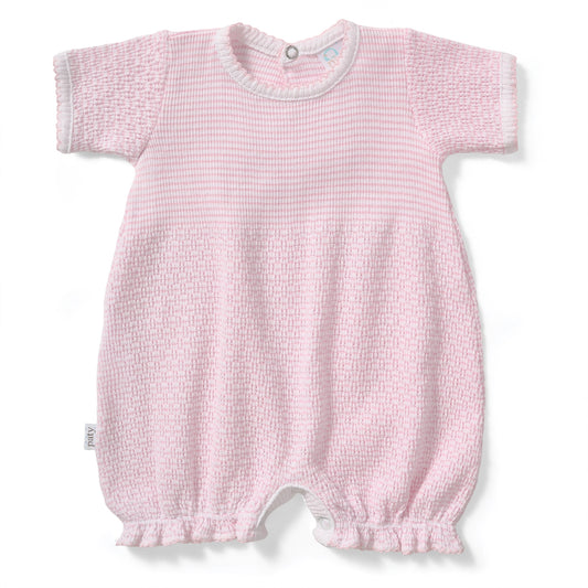 Paty Knit Ruffle Hem Bubble: Pink w/Pink Trim