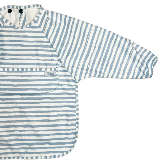 The Grayson Bib- Brush Stripes Powder Blue