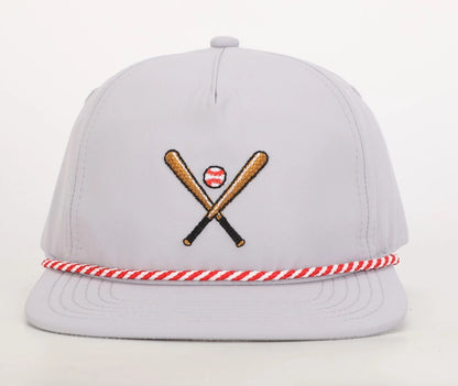 Boys white hat with baseball embroidery