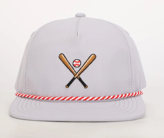 Boys white hat with baseball embroidery