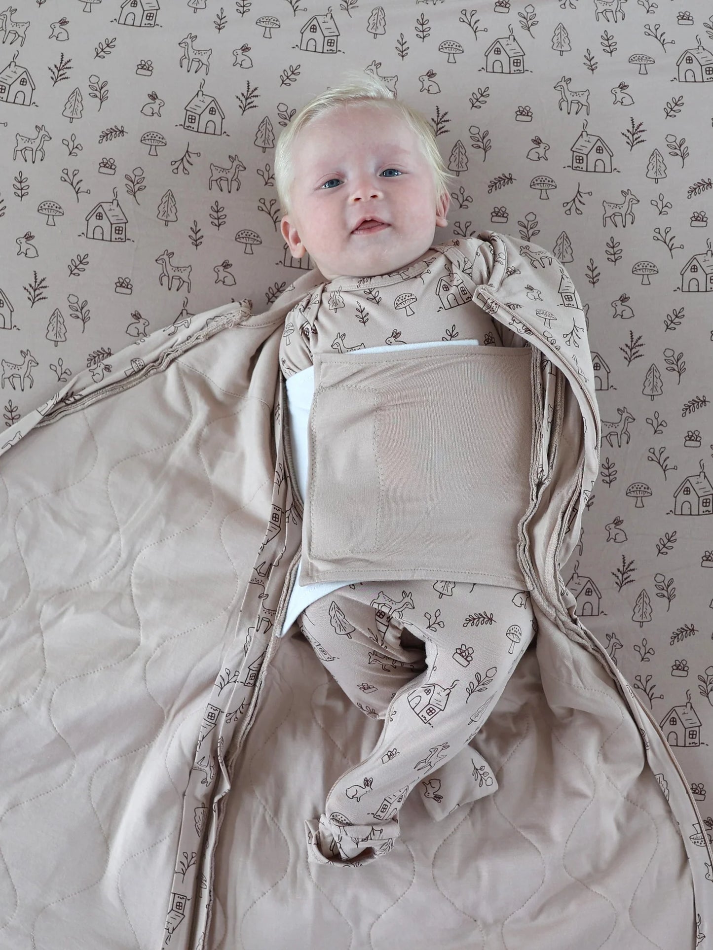 swaddle sleep sack, animal and nature pattern