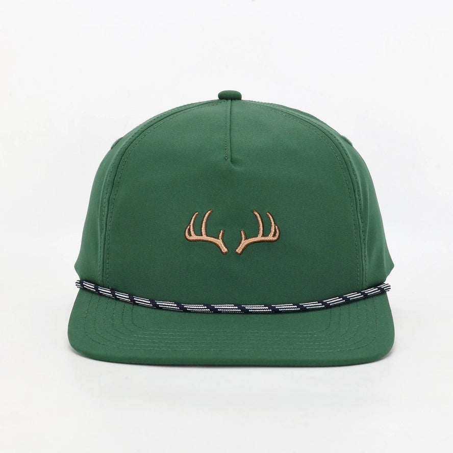 Toddle boys hat, green, antler embroidery